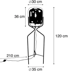 QAZQA Stehlampen|Esszimmerlampen*Design Stehlampe schwarz mit Rauchglas - Bliss