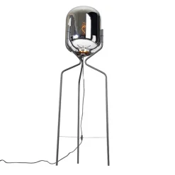 QAZQA Stehlampen|Esszimmerlampen*Design Stehlampe schwarz mit Rauchglas - Bliss