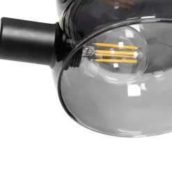 QAZQA Schlafzimmerlampen|Esszimmerlampen*Design Stehlampe schwarz mit Rauchglas 5-flammig - Sixties Marmo