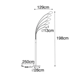 QAZQA Schlafzimmerlampen|Esszimmerlampen*Design Stehlampe schwarz mit Rauchglas 5-flammig - Sixties Marmo
