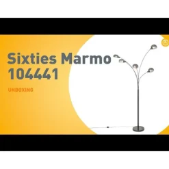 QAZQA Schlafzimmerlampen|Esszimmerlampen*Design Stehlampe schwarz mit Rauchglas 5-flammig - Sixties Marmo