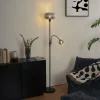QAZQA Stehlampen|Wohnzimmerlampen*Design Stehlampe Schwarz mit Rauchglas 2-Lichter - Brianna