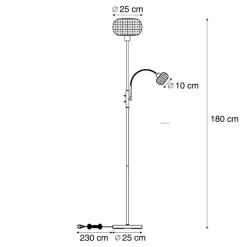 QAZQA Stehlampen|Wohnzimmerlampen*Design Stehlampe Schwarz mit Rauchglas 2-Lichter - Brianna