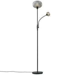 QAZQA Stehlampen|Wohnzimmerlampen*Design Stehlampe Schwarz mit Rauchglas 2-Lichter - Brianna