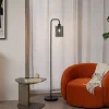 QAZQA Stehlampen|Wohnzimmerlampen*Design Stehlampe Schwarz mit Rauchglas - Domo