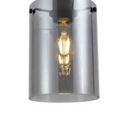 QAZQA Stehlampen|Wohnzimmerlampen*Design Stehlampe Schwarz mit Rauchglas - Domo