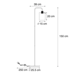 QAZQA Stehlampen|Wohnzimmerlampen*Design Stehlampe Schwarz mit Rauchglas - Domo