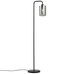 QAZQA Stehlampen|Wohnzimmerlampen*Design Stehlampe Schwarz mit Rauchglas - Domo