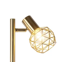 QAZQA Stehlampen|Wohnzimmerlampen*Design Stehleuchte Gold 3-Licht verstellbar - Mesh