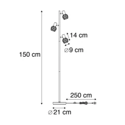 QAZQA Stehlampen|Wohnzimmerlampen*Design Stehleuchte Gold 3-Licht verstellbar - Mesh