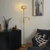QAZQA Stehlampen|Wohnzimmerlampen*Design Stehleuchte Messing mit bernsteinfarbenem Glas 2-flammig - Brianna