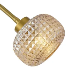 QAZQA Stehlampen|Wohnzimmerlampen*Design Stehleuchte Messing mit bernsteinfarbenem Glas 2-flammig - Brianna