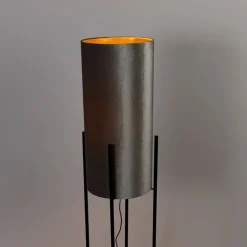 QAZQA Stehlampen|Wohnzimmerlampen*Design Stehleuchte mit Samtschirm taupe/gold - Rich