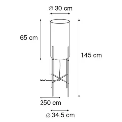 QAZQA Stehlampen|Wohnzimmerlampen*Design Stehleuchte mit Samtschirm taupe/gold - Rich