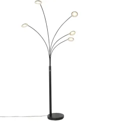 QAZQA Schlafzimmerlampen|Küchenlampen*Design Stehleuchte schwarz inkl. LED 5-flammig - Sixties Trento