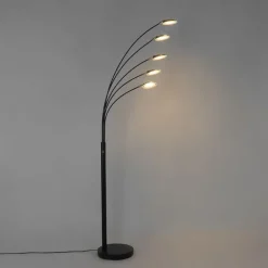 QAZQA Schlafzimmerlampen|Küchenlampen*Design Stehleuchte schwarz inkl. LED 5-flammig - Sixties Trento