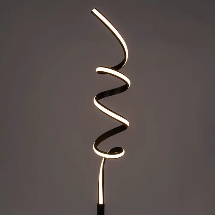 QAZQA Schlafzimmerlampen|Esszimmerlampen*Design Stehleuchte schwarz inkl. LED und Dimmer - Twisted