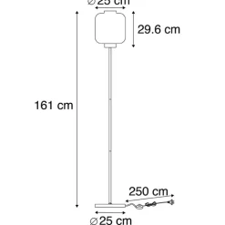 QAZQA Schlafzimmerlampen|Küchenlampen*Design Stehleuchte schwarz mit Rauchglas - Qara