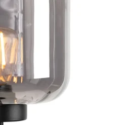 QAZQA Schlafzimmerlampen|Küchenlampen*Design Stehleuchte schwarz mit Rauchglas - Qara