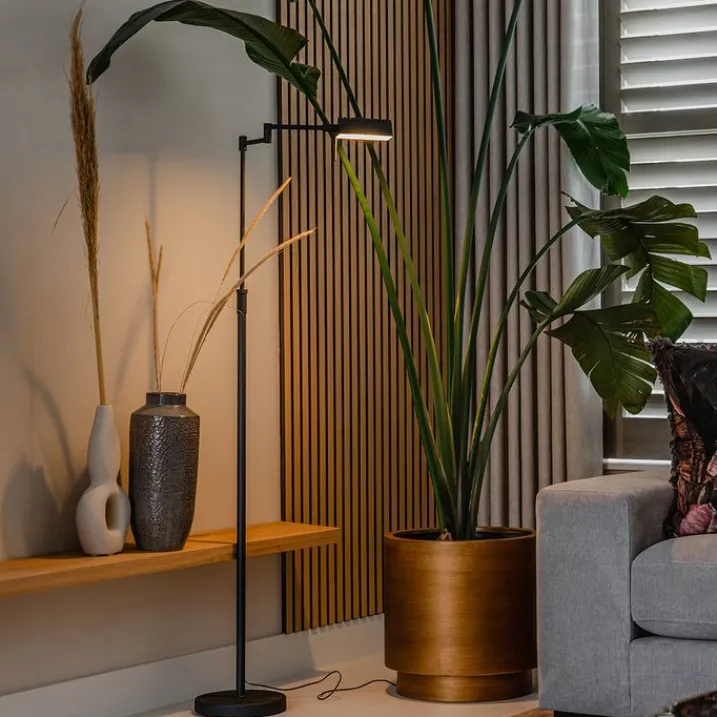 QAZQA Schlafzimmerlampen|Esszimmerlampen*Design Stehleuchte schwarz inkl. LED mit Touch Dimmer - Notia