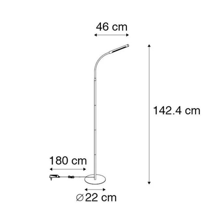 QAZQA Schlafzimmerlampen|Küchenlampen*Design Stehleuchte schwarz inkl. LED mit Touchdimmer - Palka
