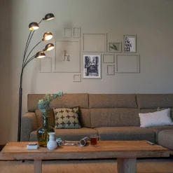 QAZQA Esszimmerlampen|Wohnzimmerlampen*Design Stehleuchte schwarz 5-Licht - Sixties