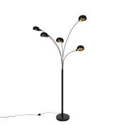 QAZQA Esszimmerlampen|Wohnzimmerlampen*Design Stehleuchte schwarz 5-Licht - Sixties