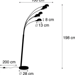 QAZQA Esszimmerlampen|Wohnzimmerlampen*Design Stehleuchte schwarz 5-Licht - Sixties