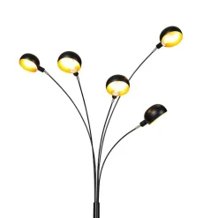 QAZQA Esszimmerlampen|Wohnzimmerlampen*Design Stehleuchte schwarz 5-Licht - Sixties