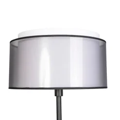 QAZQA Stehlampen|Wohnzimmerlampen*Design Stehleuchte schwarz mit schwarzem und weißem Schirm 47 cm - Simplo