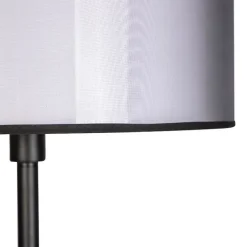 QAZQA Stehlampen|Wohnzimmerlampen*Design Stehleuchte schwarz mit schwarzem und weißem Schirm 47 cm - Simplo