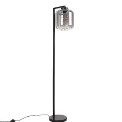 QAZQA Küchenlampen|Stehlampen*Design Stehleuchte schwarz mit Rauchglas - Qara