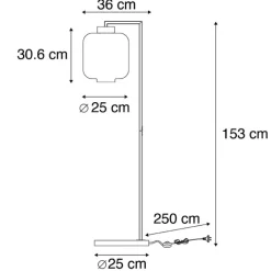 QAZQA Küchenlampen|Stehlampen*Design Stehleuchte schwarz mit Rauchglas - Qara