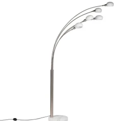 QAZQA Stehlampen|Wohnzimmerlampen*Design Stehleuchte Stahl 5 Leuchten - Sixties Marmo