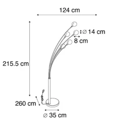 QAZQA Stehlampen|Wohnzimmerlampen*Design Stehleuchte Stahl 5 Leuchten - Sixties Marmo