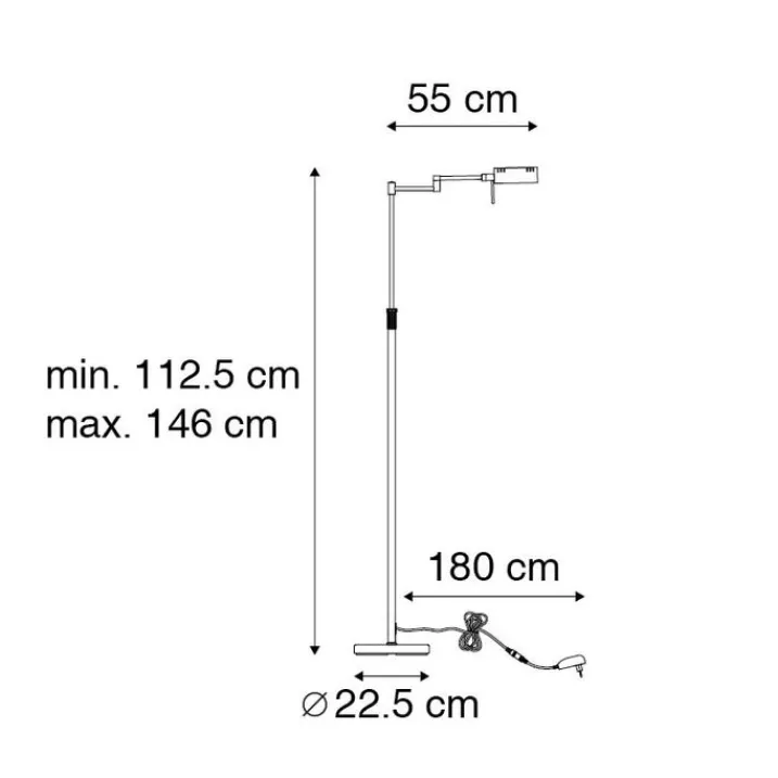 QAZQA Schlafzimmerlampen|Küchenlampen*Design Stehleuchte Stahl inkl. LED mit Touch Dimmer - Notia