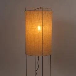 QAZQA Stehlampen|Wohnzimmerlampen*Design Stehleuchte Stahl mit beigem Leinenschirm - Reichhaltig
