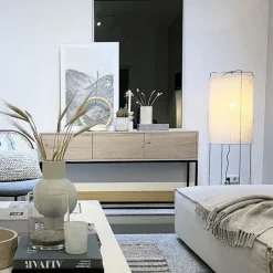 QAZQA Stehlampen|Wohnzimmerlampen*Design Stehleuchte Stahl mit beigem Leinenschirm - Reichhaltig