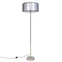 QAZQA Stehlampen|Wohnzimmerlampen*Design Stehleuchte Stahl mit schwarz/weißen Schirm 47 cm - Simplo