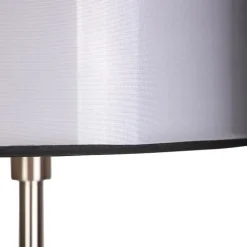 QAZQA Stehlampen|Wohnzimmerlampen*Design Stehleuchte Stahl mit schwarz/weißen Schirm 47 cm - Simplo