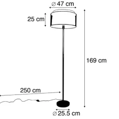 QAZQA Stehlampen|Wohnzimmerlampen*Design Stehleuchte Stahl mit schwarz/weißen Schirm 47 cm - Simplo