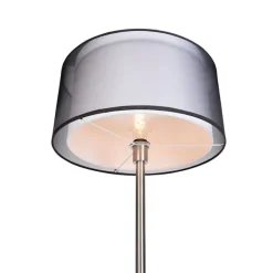 QAZQA Stehlampen|Wohnzimmerlampen*Design Stehleuchte Stahl mit schwarz/weißen Schirm 47 cm - Simplo