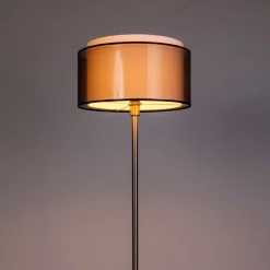 QAZQA Stehlampen|Wohnzimmerlampen*Design Stehleuchte Stahl mit schwarz/weißen Schirm 47 cm - Simplo