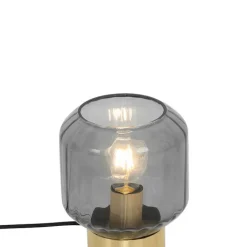 QAZQA Tischlampen|Wohnzimmerlampen*Design Tischlampe Messing mit Rauchglas - Stiklo