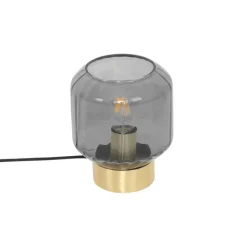 QAZQA Tischlampen|Wohnzimmerlampen*Design Tischlampe Messing mit Rauchglas - Stiklo