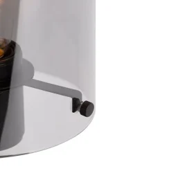 QAZQA Tischlampen|Wohnzimmerlampen*Design Tischlampe schwarz mit Rauchglas auf Standard - Kuppel