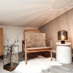 QAZQA Tischlampen|Wohnzimmerlampen*Design Tischlampe schwarz mit Rauchglas - Qara