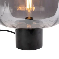 QAZQA Tischlampen|Wohnzimmerlampen*Design Tischlampe schwarz mit Rauchglas - Qara