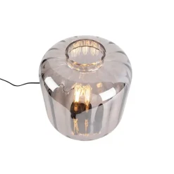 QAZQA Tischlampen|Wohnzimmerlampen*Design Tischlampe schwarz mit Rauchglas - Qara