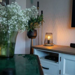 QAZQA Tischlampen|Wohnzimmerlampen*Design Tischlampe schwarz mit Holz - Bosk